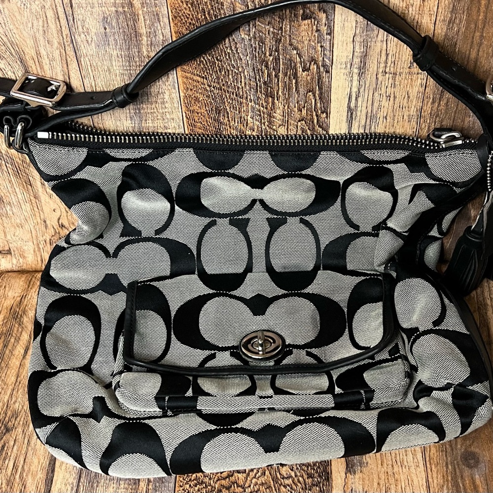 Coach Canvas Shoulder Bag with Tassles